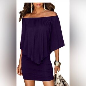 NWT! XL Women's Dresses Off Shoulder Ruffles Night Club Bodycon Mini Dress